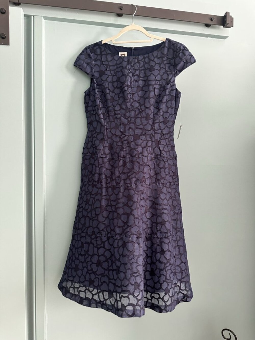 Anne Klein NWT Navy Print Cap Sleeve Dress